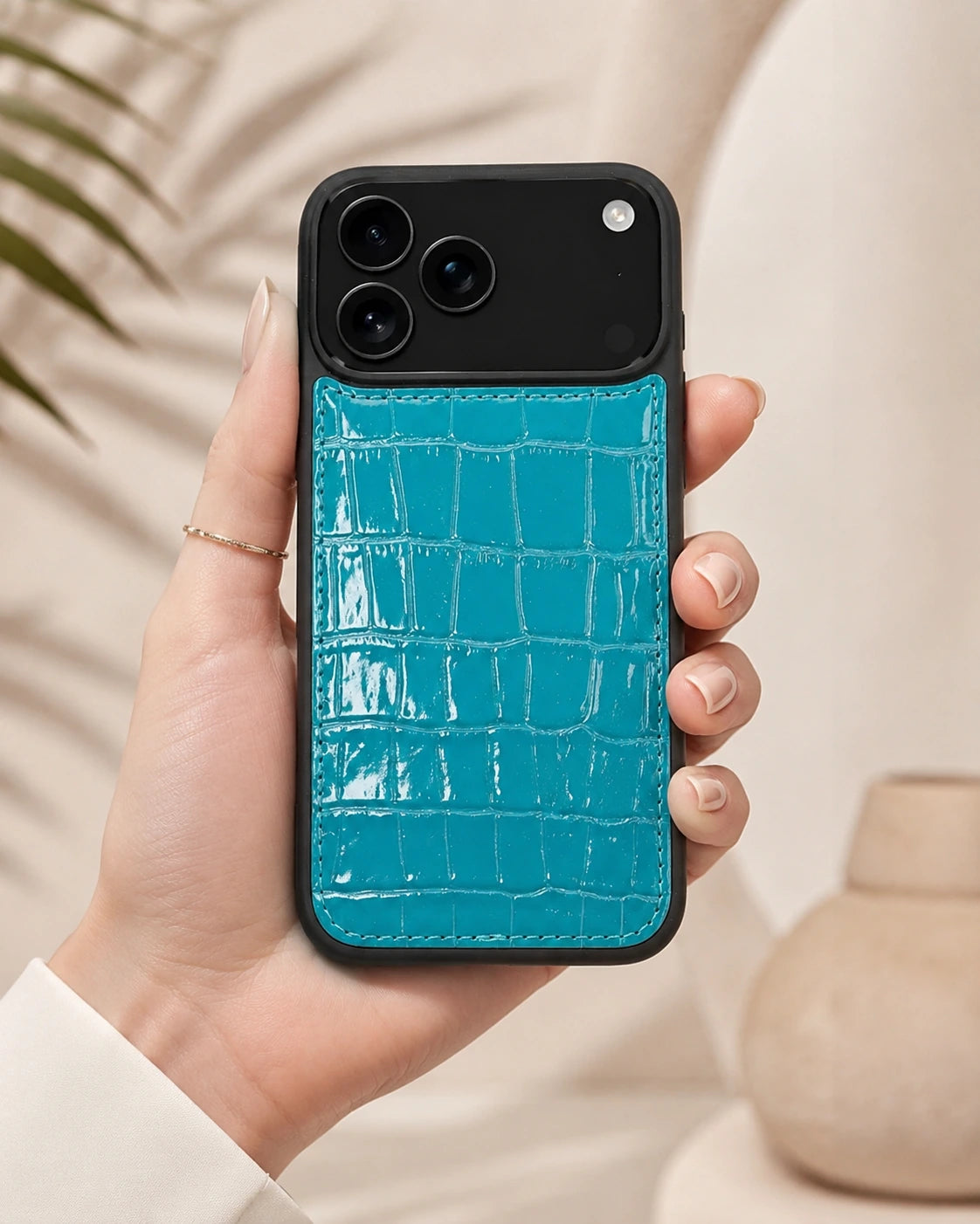 Premium iPhone Kılıfı | Turkuaz Rugan Croco