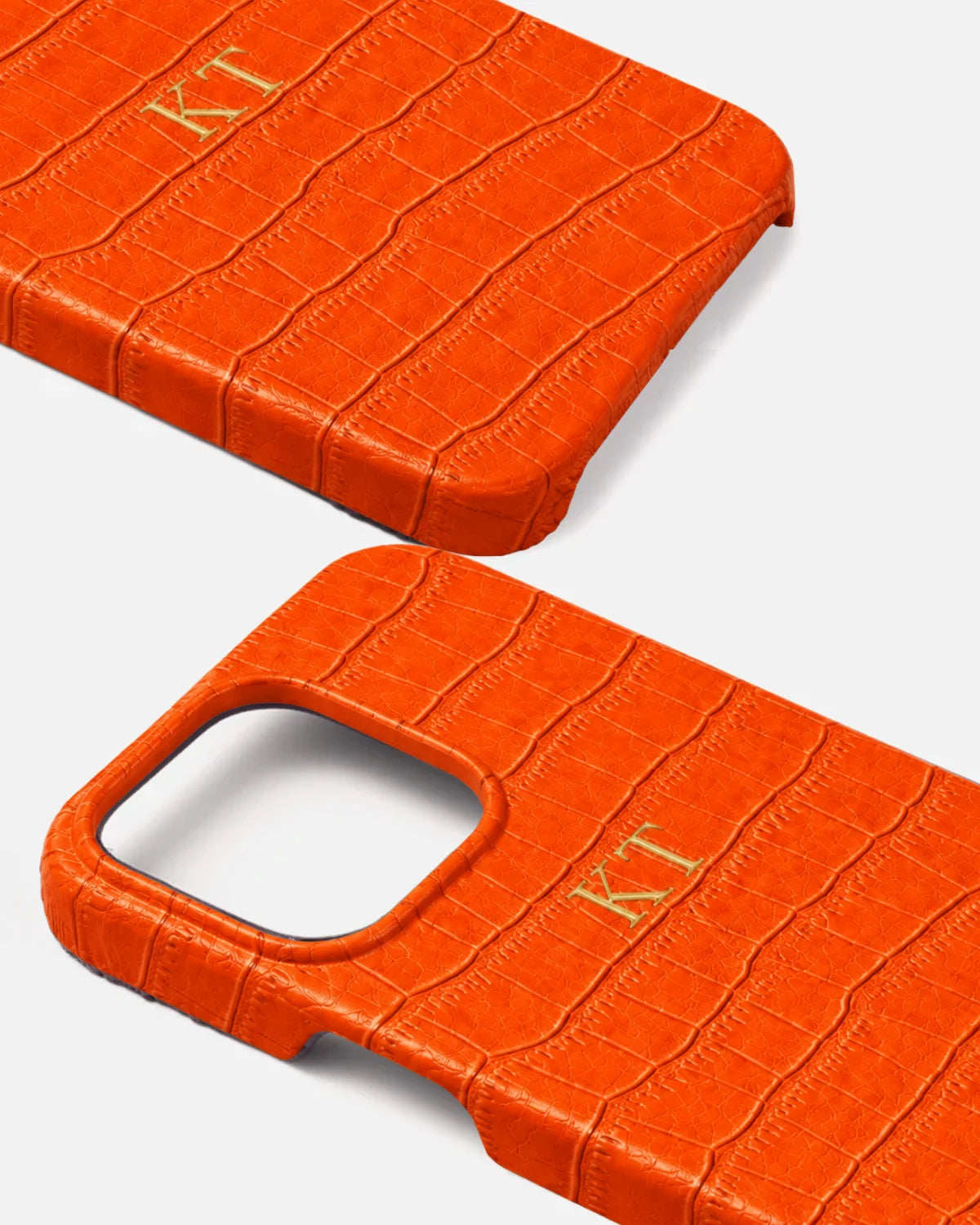 Turuncu Mat Croco Deri iPhone Kılıfı