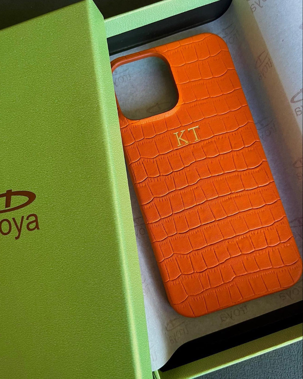 Turuncu Mat Croco Deri iPhone Kılıfı
