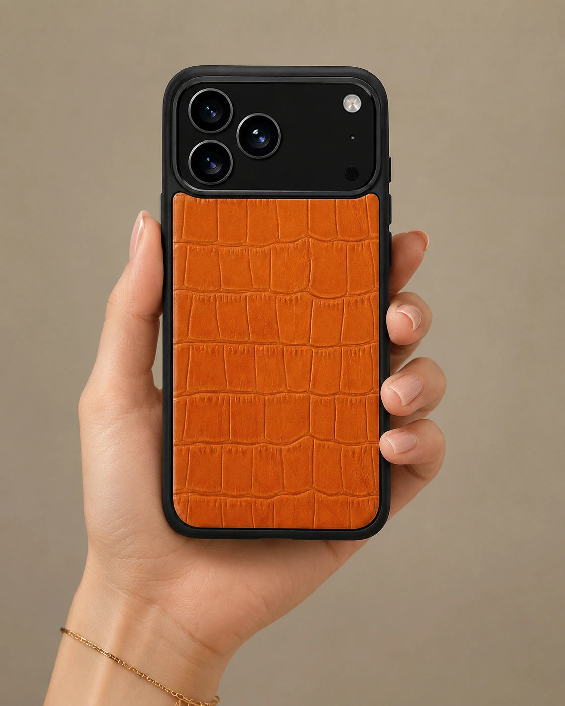 Deri iPhone Kılıfı | Turuncu Rugan Croco | Havuz