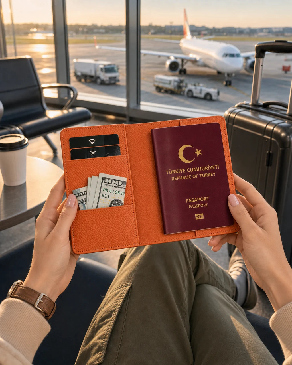 Turuncu Togo deri pasaport kılıfı - görsel 3