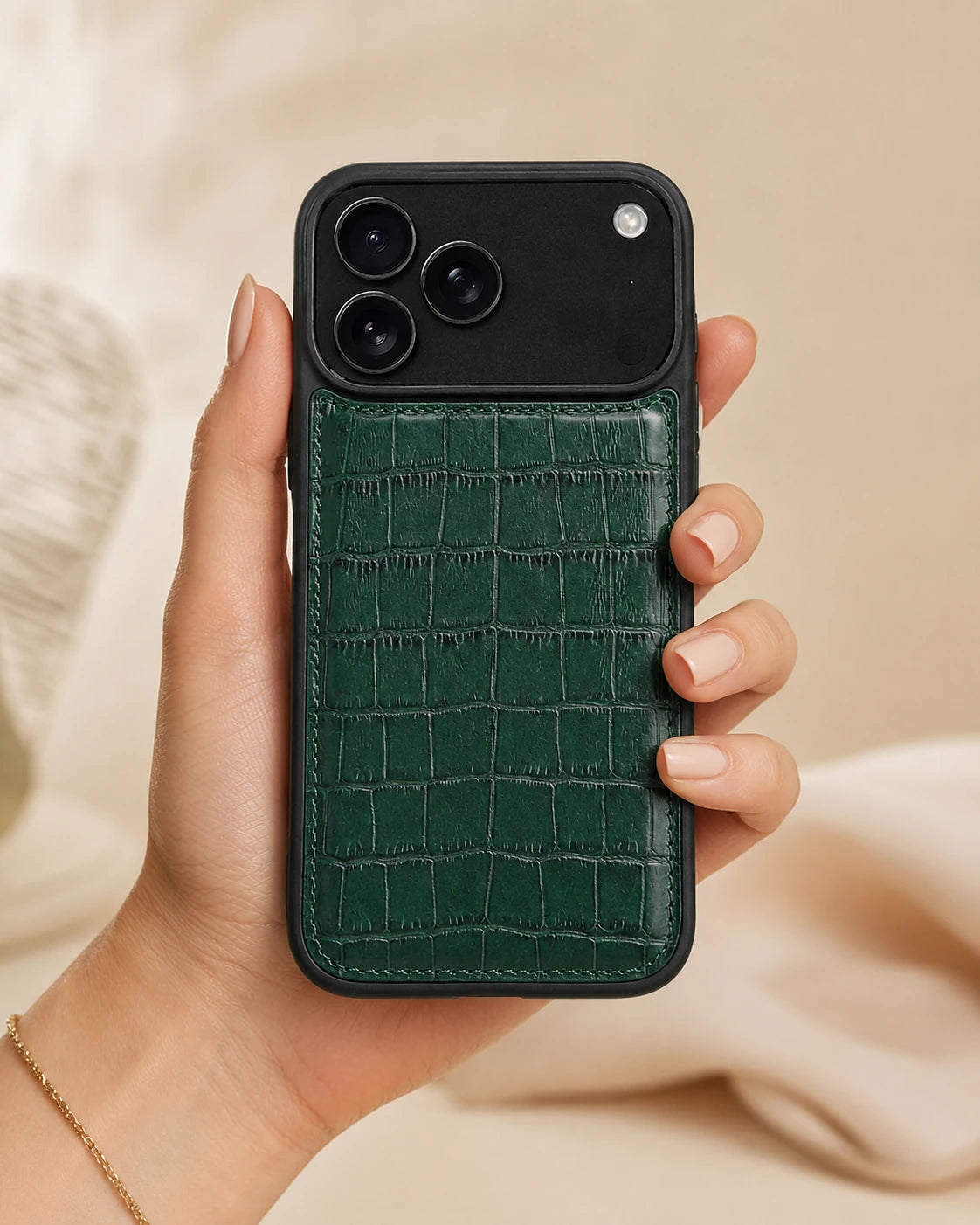 Premium iPhone Kılıfı | Zümrüt Yeşili Croco