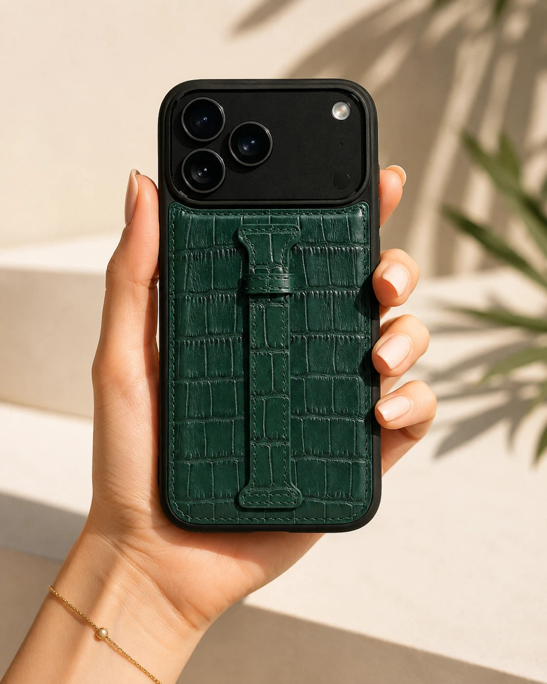 Kemerli iPhone Kılıfı | Zümrüt Yeşili Croco