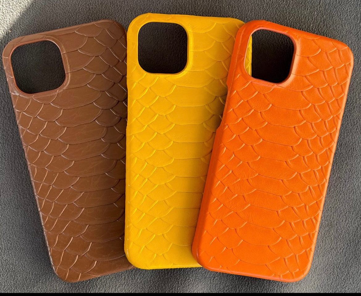 Piton Serisi Deri iPhone Kılıfı | Turuncu