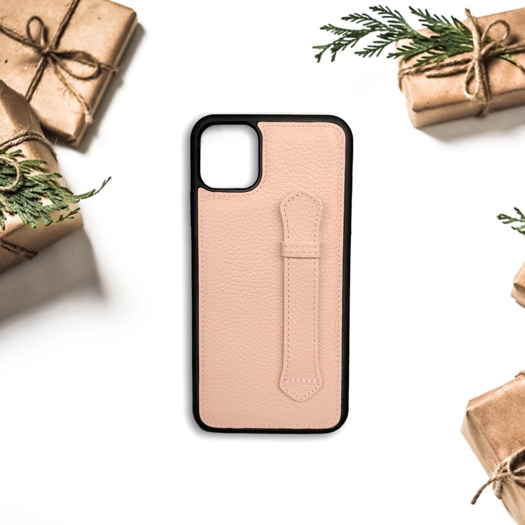 Deri Kemerli iPhone Kılıf - Pudra Togo