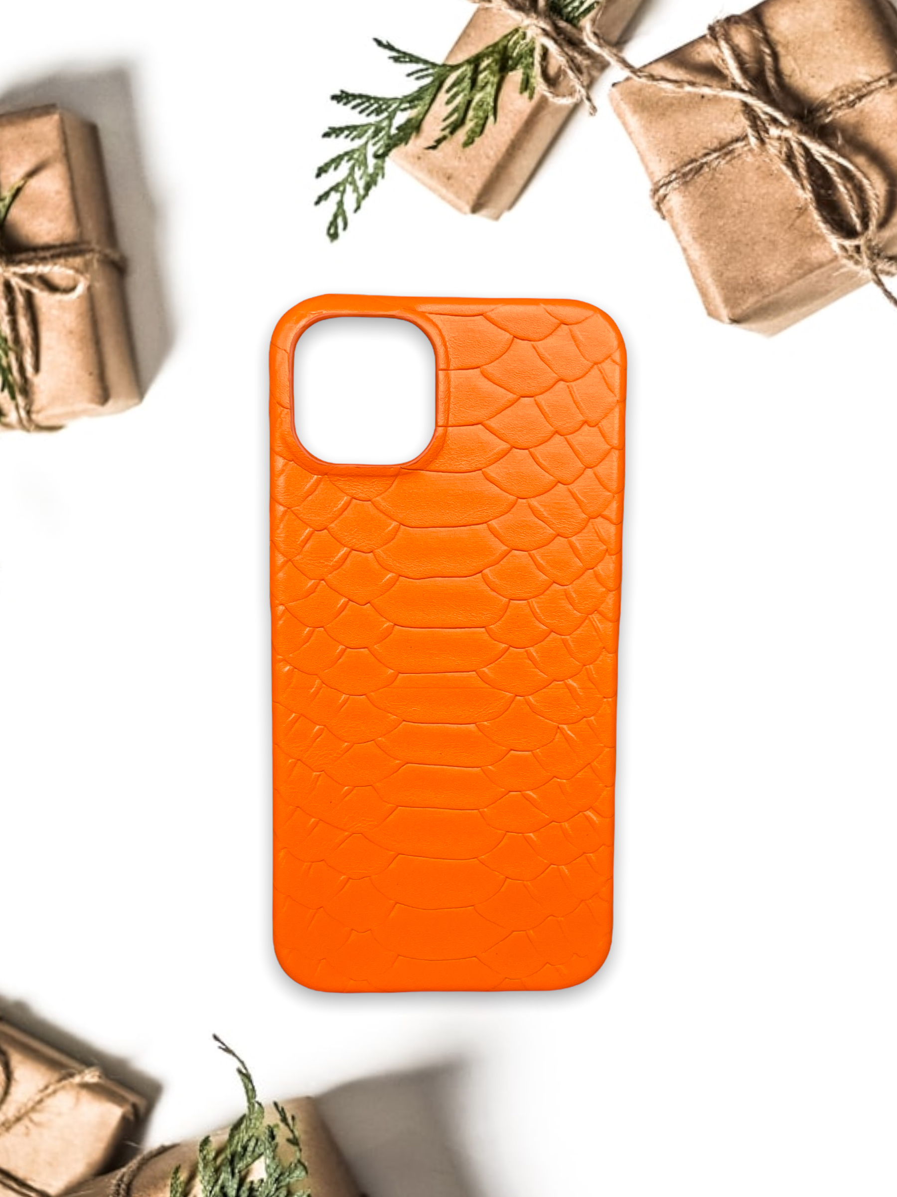 Piton Serisi Deri iPhone Kılıfı | Turuncu