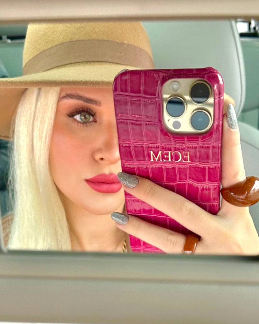 Fuşya Croco Deri iPhone Kılıfı