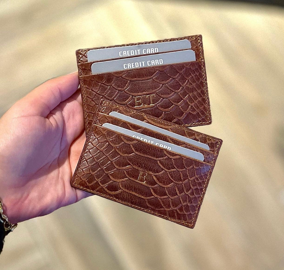 Deri Kredi Kartlık -Kahve Piton baskı