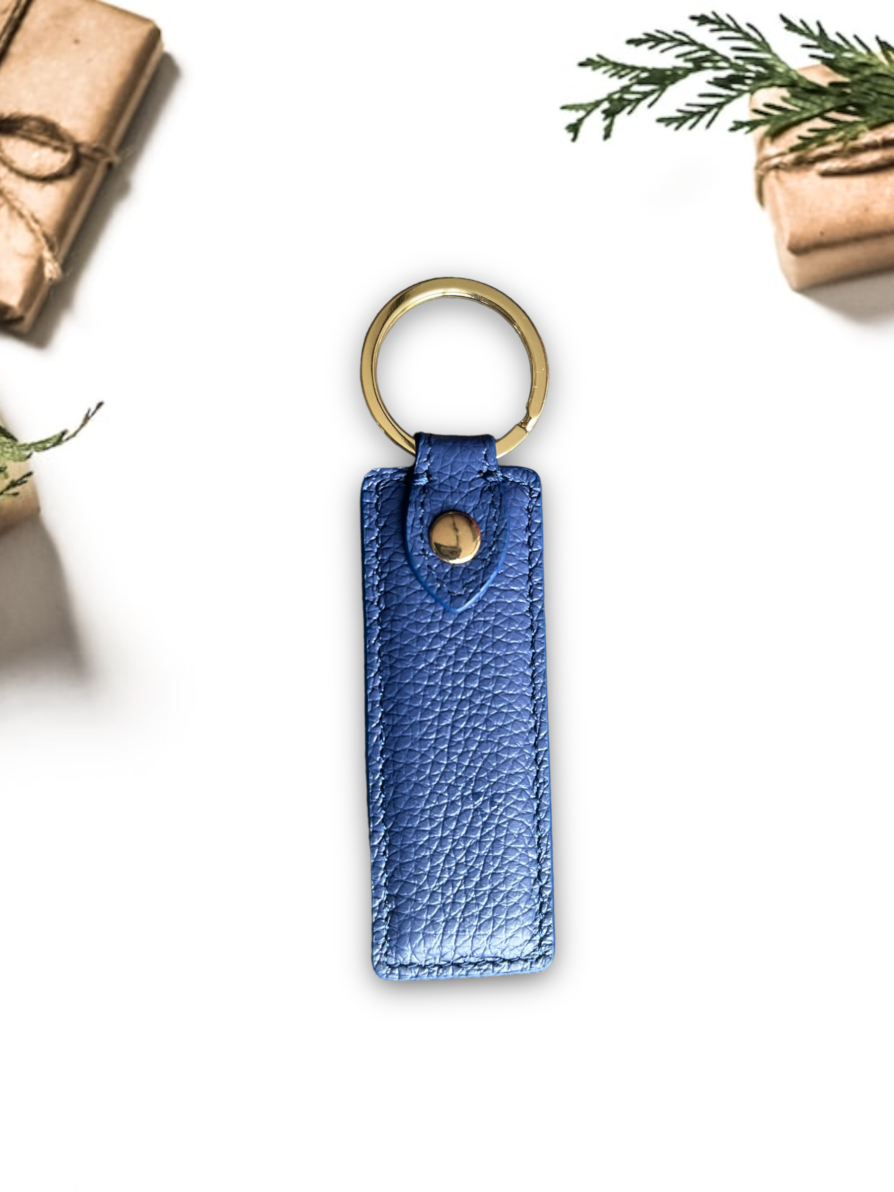 Deri Halka Anahtarlık - Koyu Mavi Togo