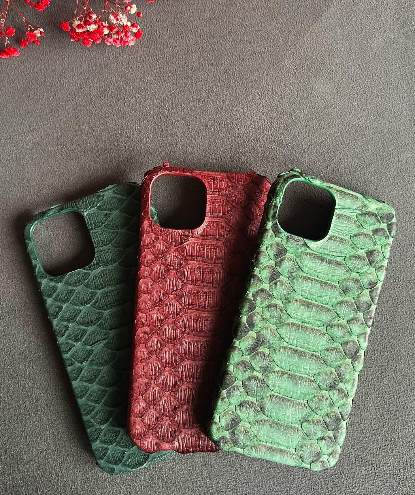 Gerçek Piton Deri iPhone Kılıfı | Bordo