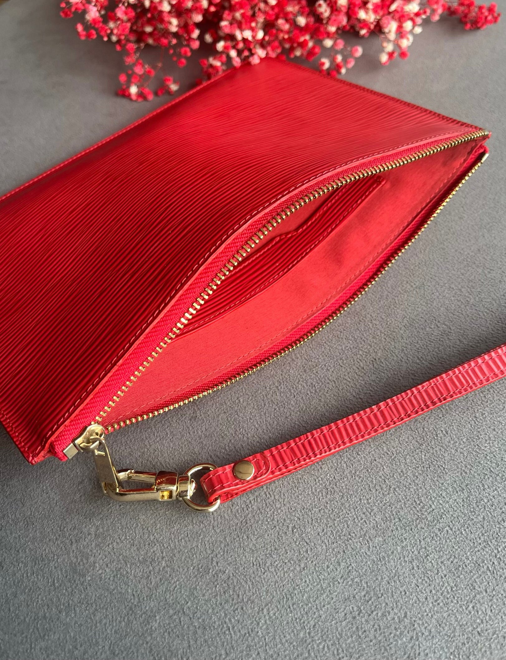 Deri Clutch Çanta | Kırmızı Epi