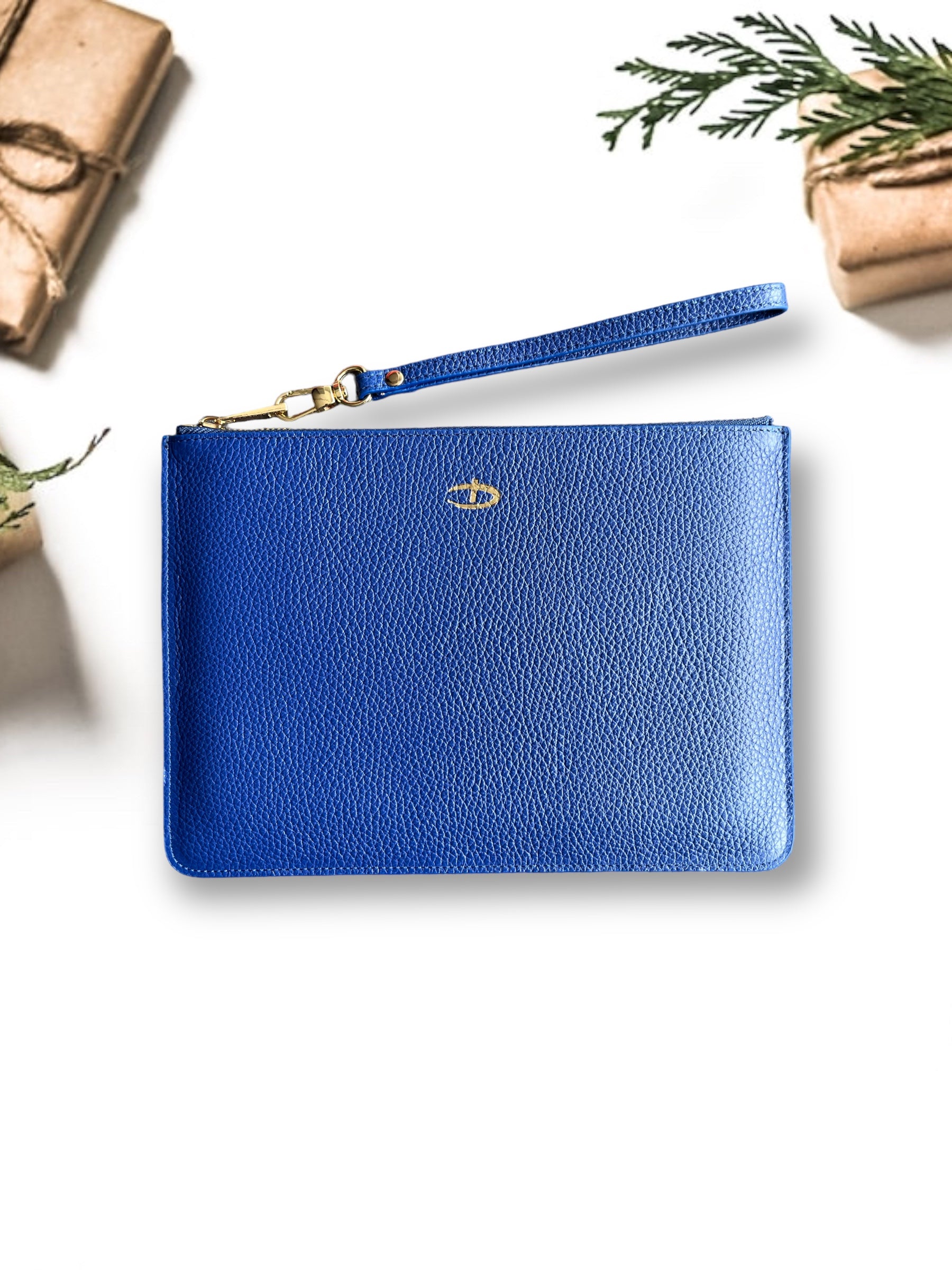 Deri Clutch parlement mavi