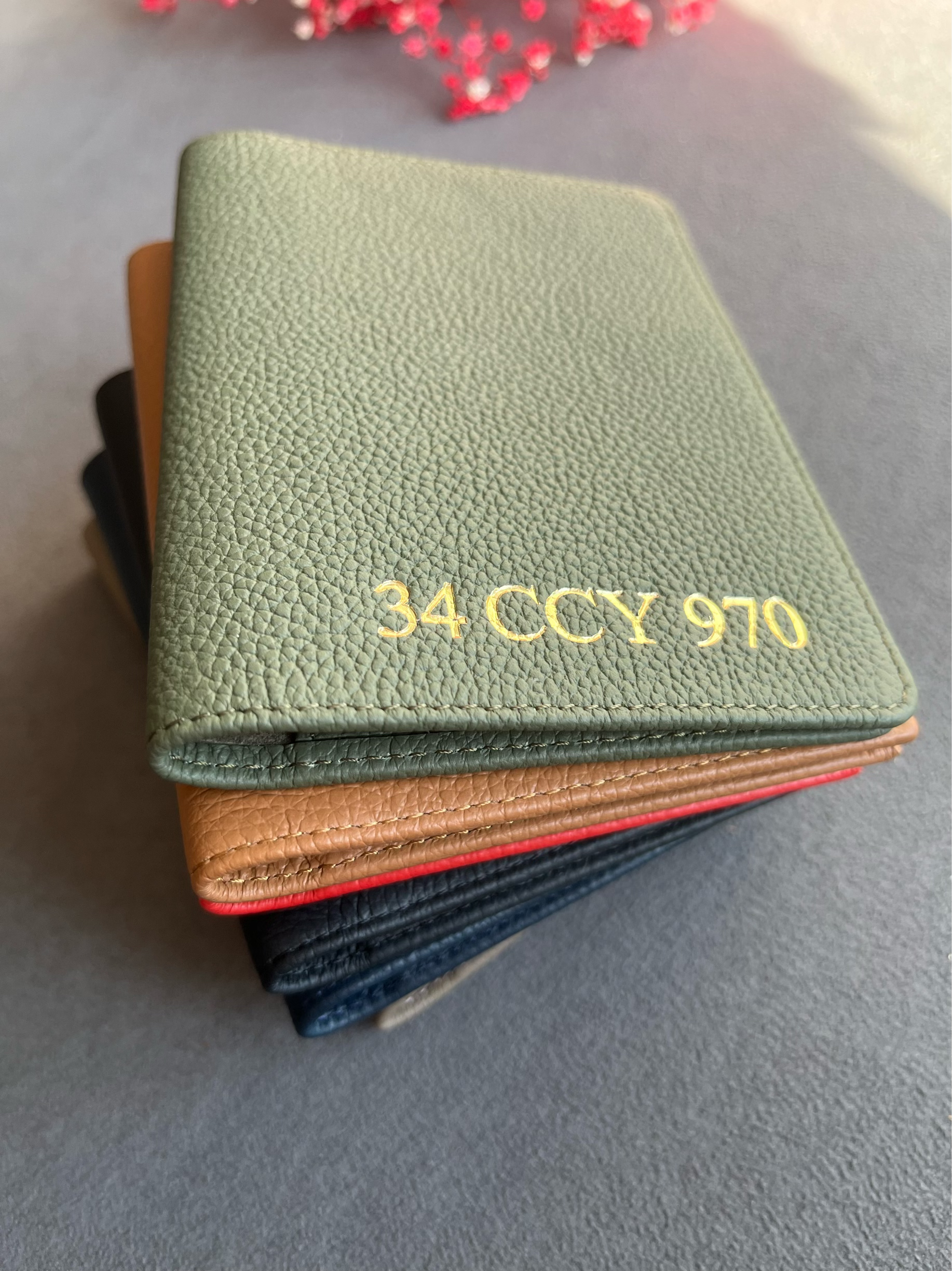 Deri Ruhsat Kılıfı-Kırmızı