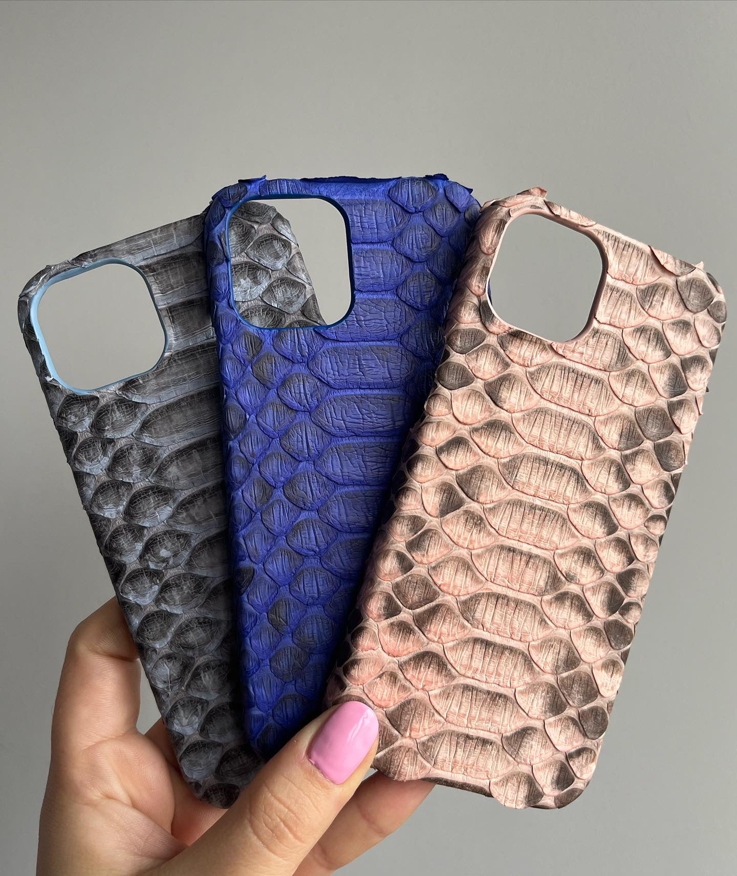 Gerçek Piton Deri iPhone Kılıfı | Pudra Pembe