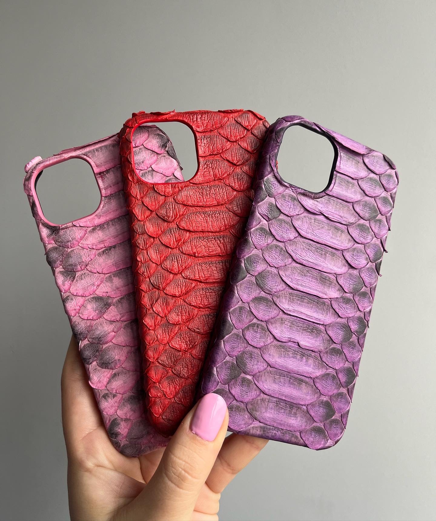 Gerçek Piton Deri iPhone Kılıfı - Kırmızı