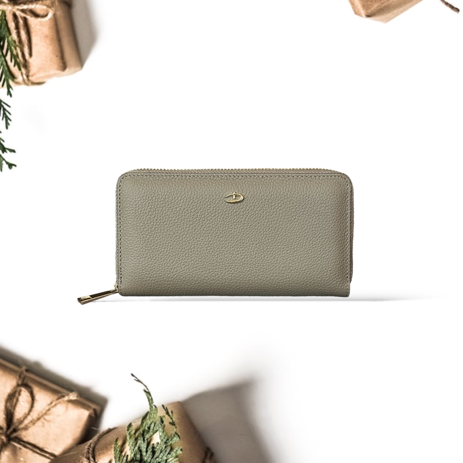 Deri fermuarlı cüzdan Vizon