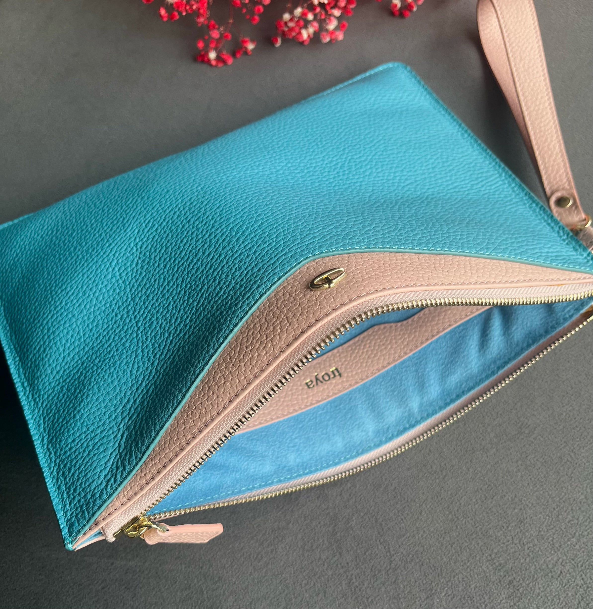 Deri Clutch Çift Renk büyük