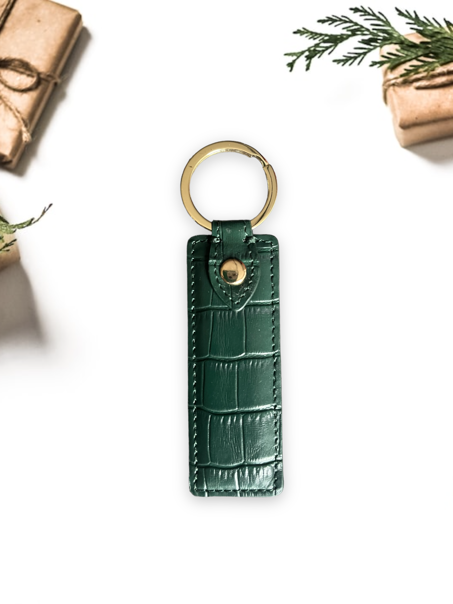 Deri Anahtarlık-Yeşil Croco