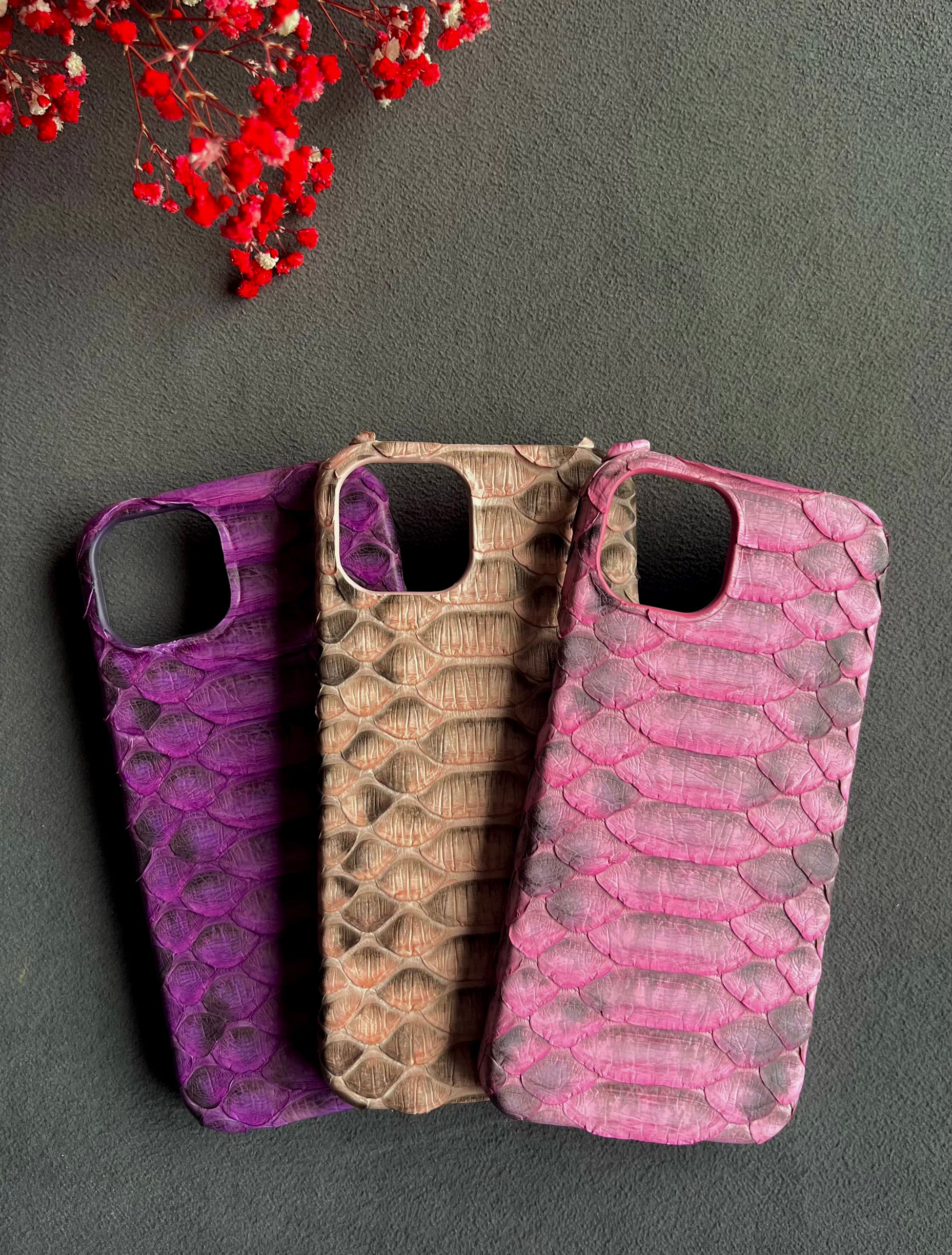 Gerçek Piton Deri iPhone Kılıfı | Mor