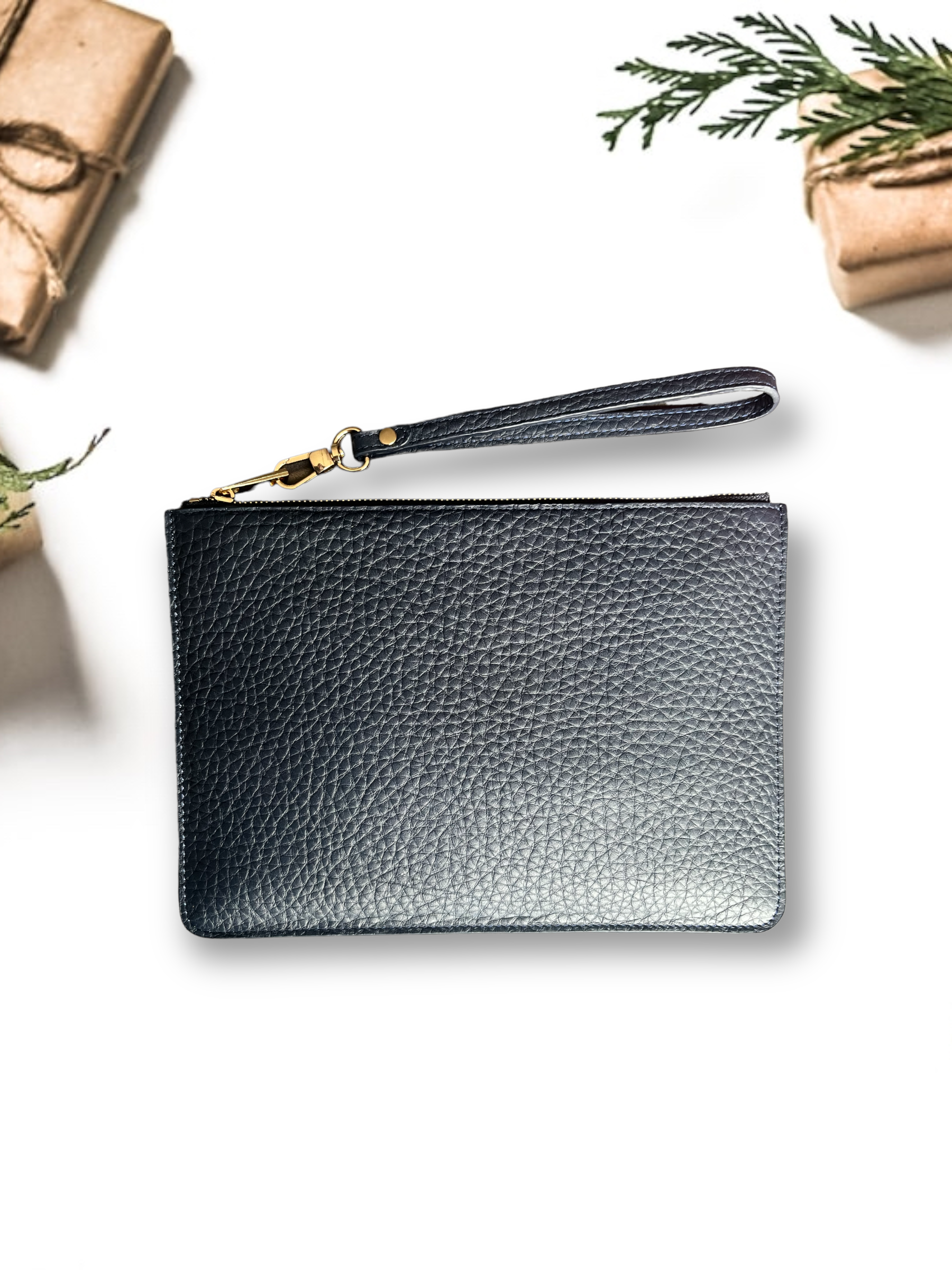 Deri Clutch Koyu Lacivert