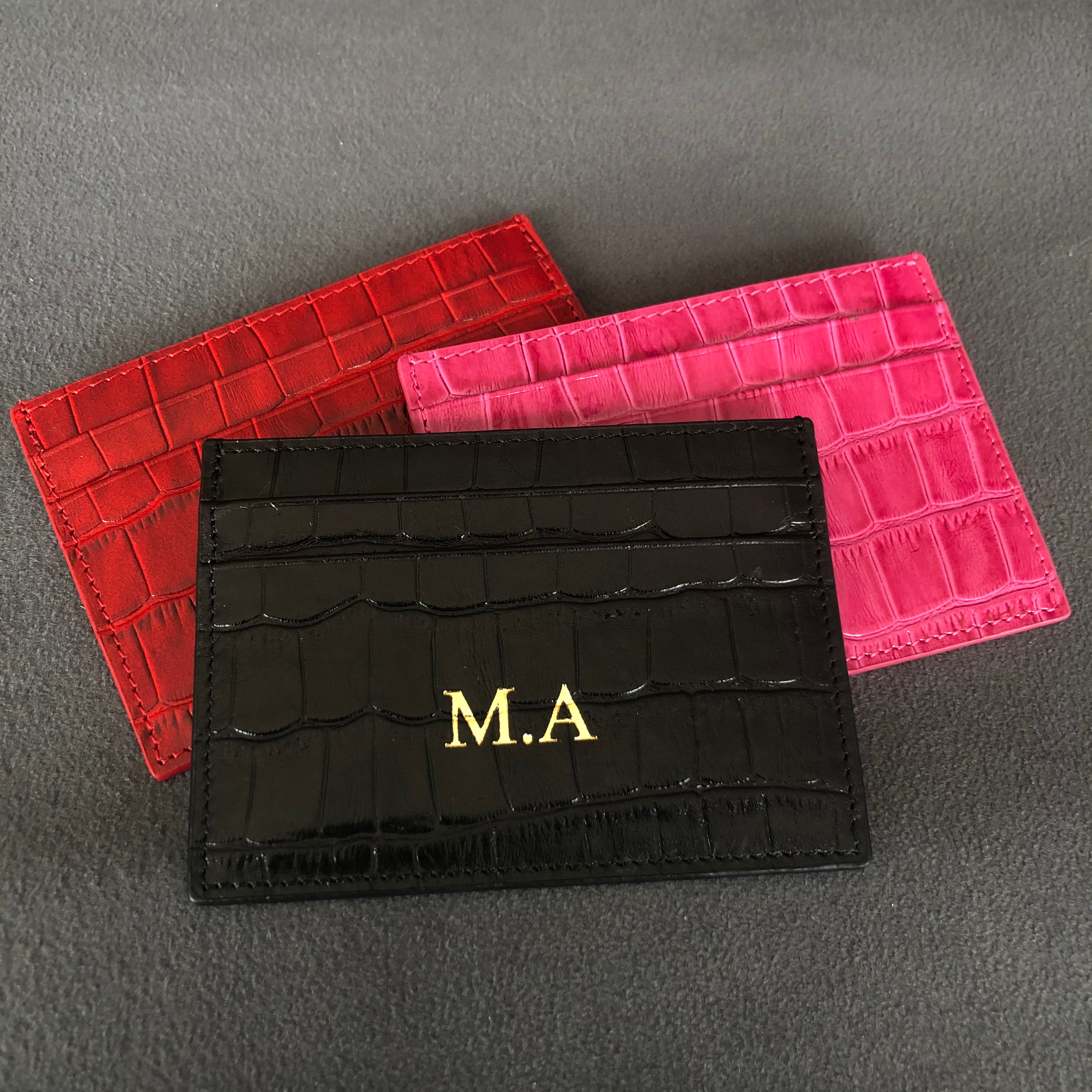 Croco Deri Kredi Kartlık -Fuşya Croco