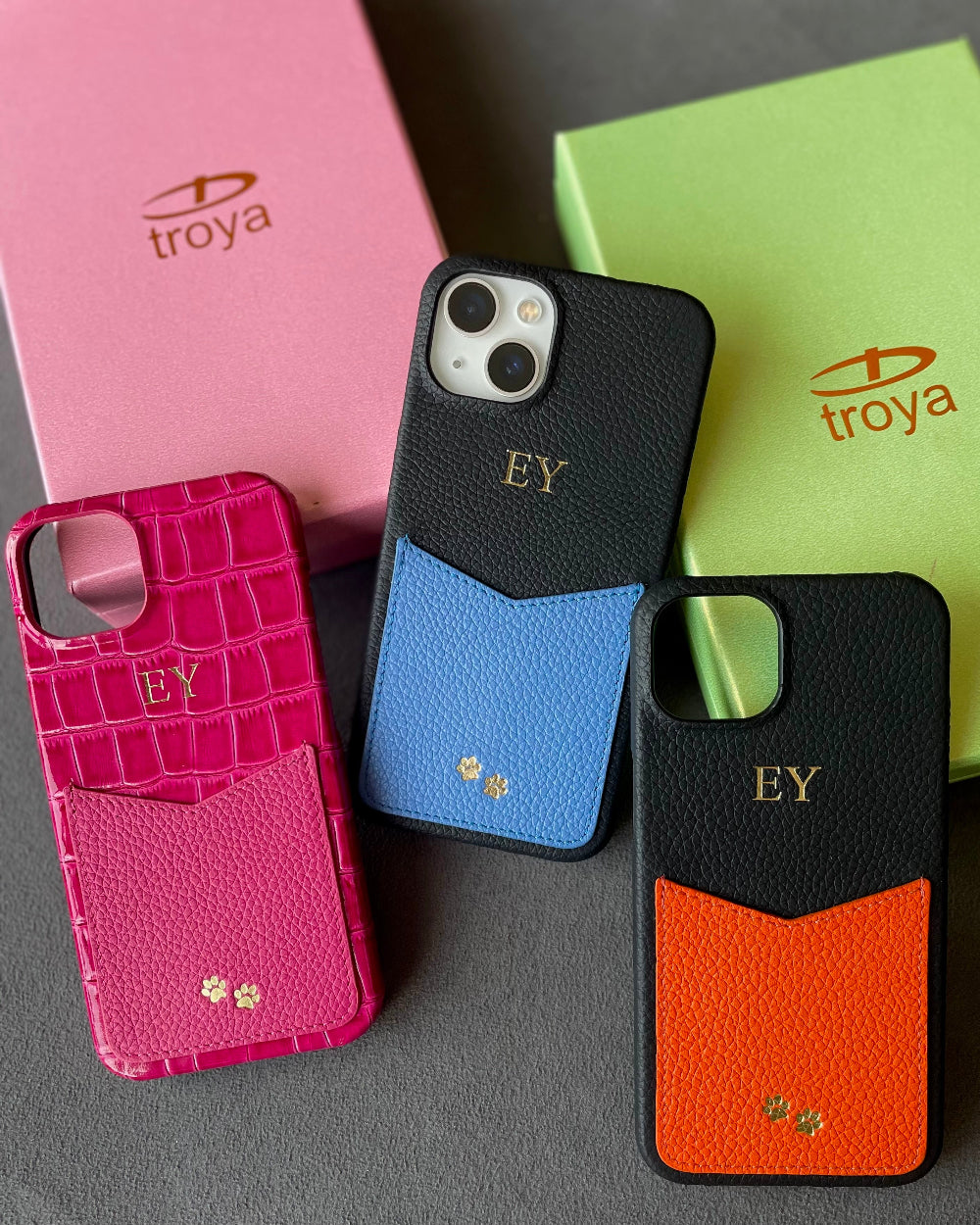 Deri iPhone Kılıfı | Siyah Turuncu Togo