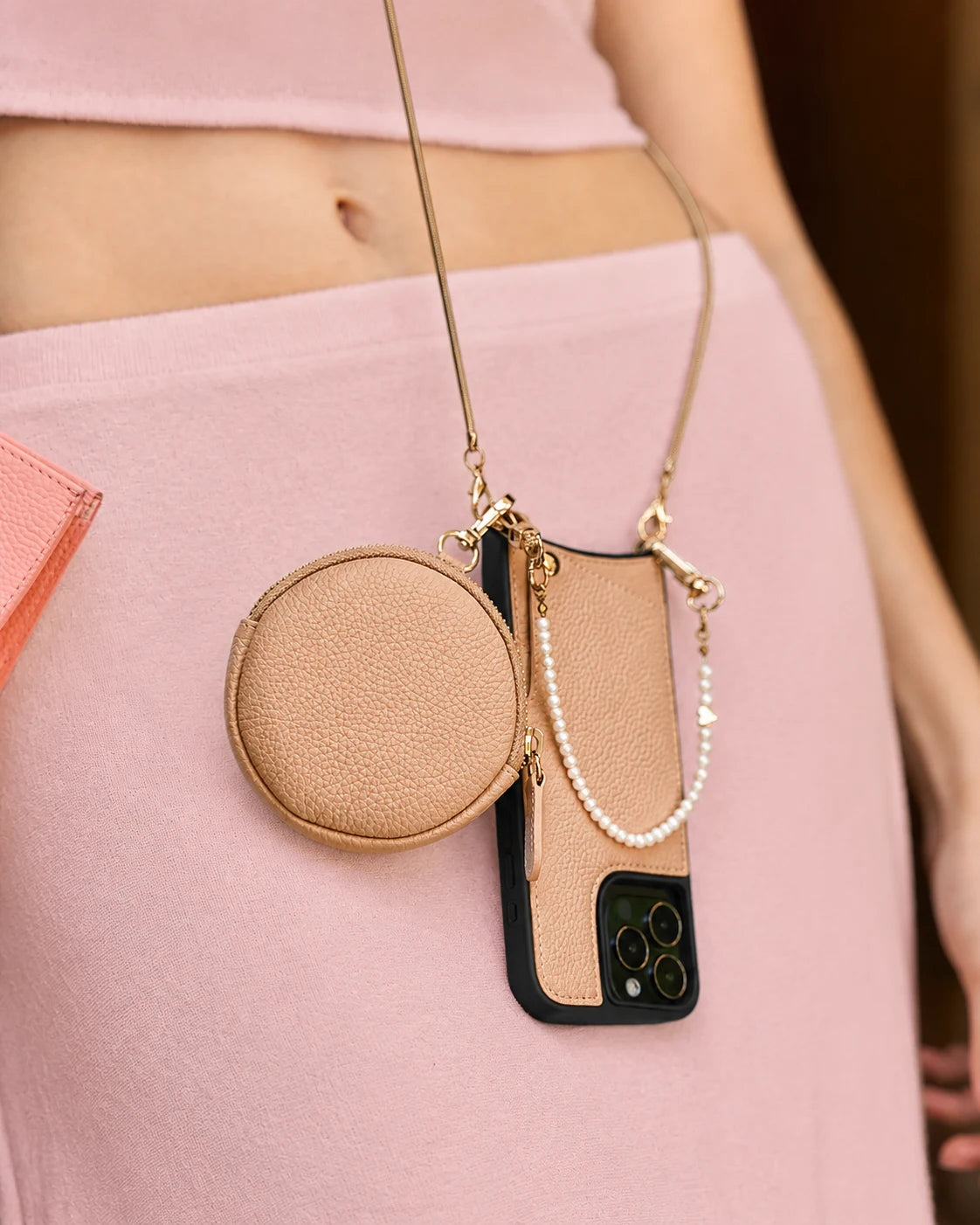 Parlak Rose Gold Togo Mini Cüzdan