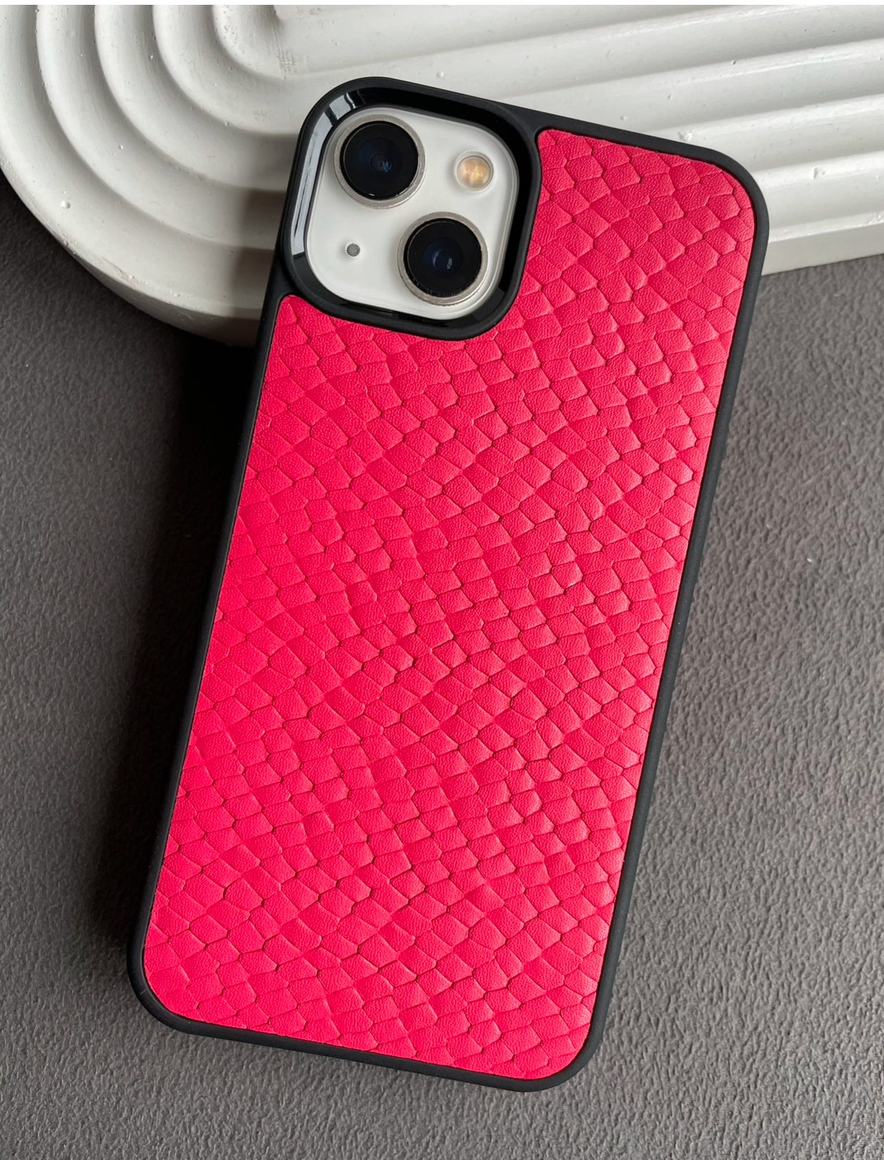 Su Pitonu Baskı Deri iPhone Kılıfı - Pembe