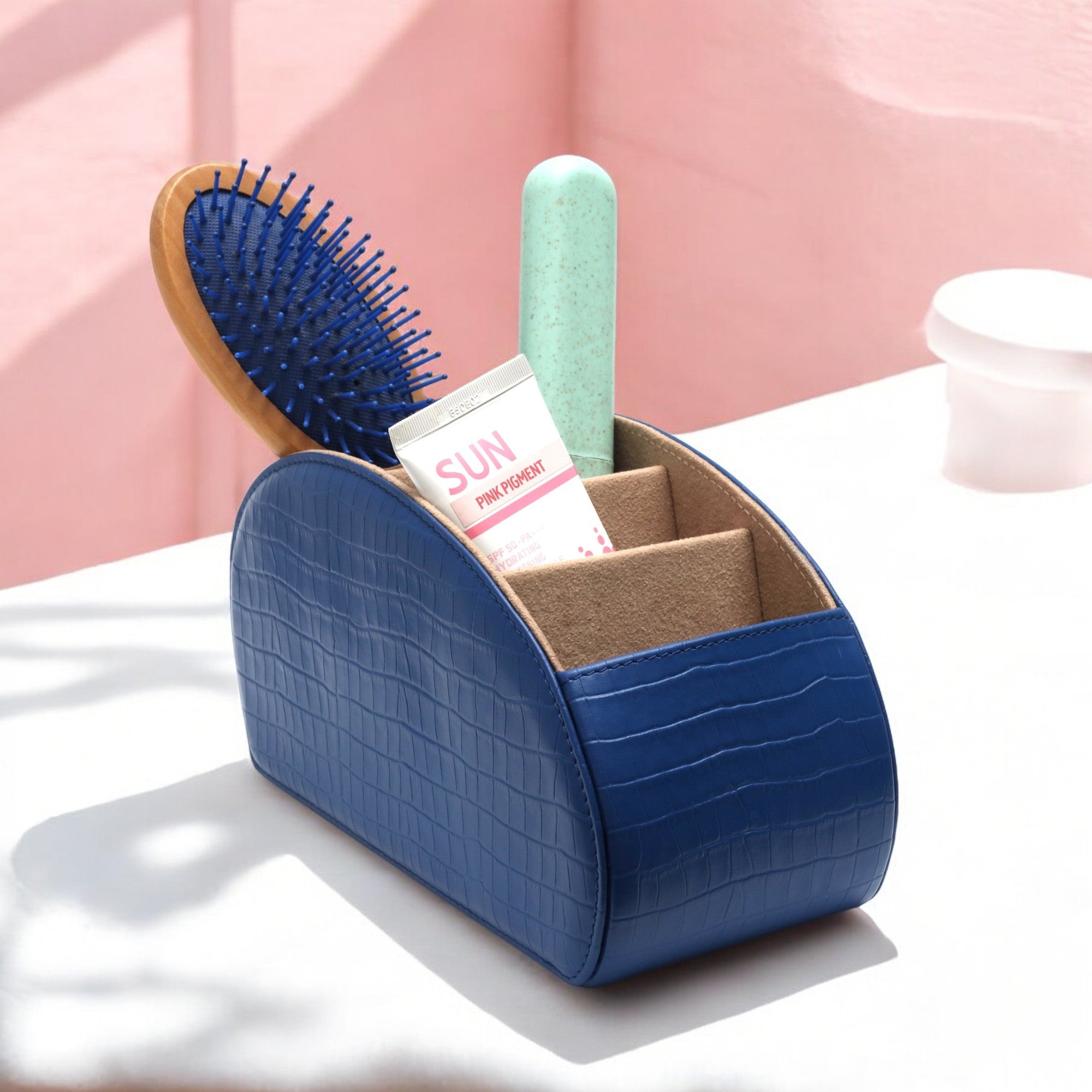 Saks Mavi Croco Masaüstü Deri Organizer