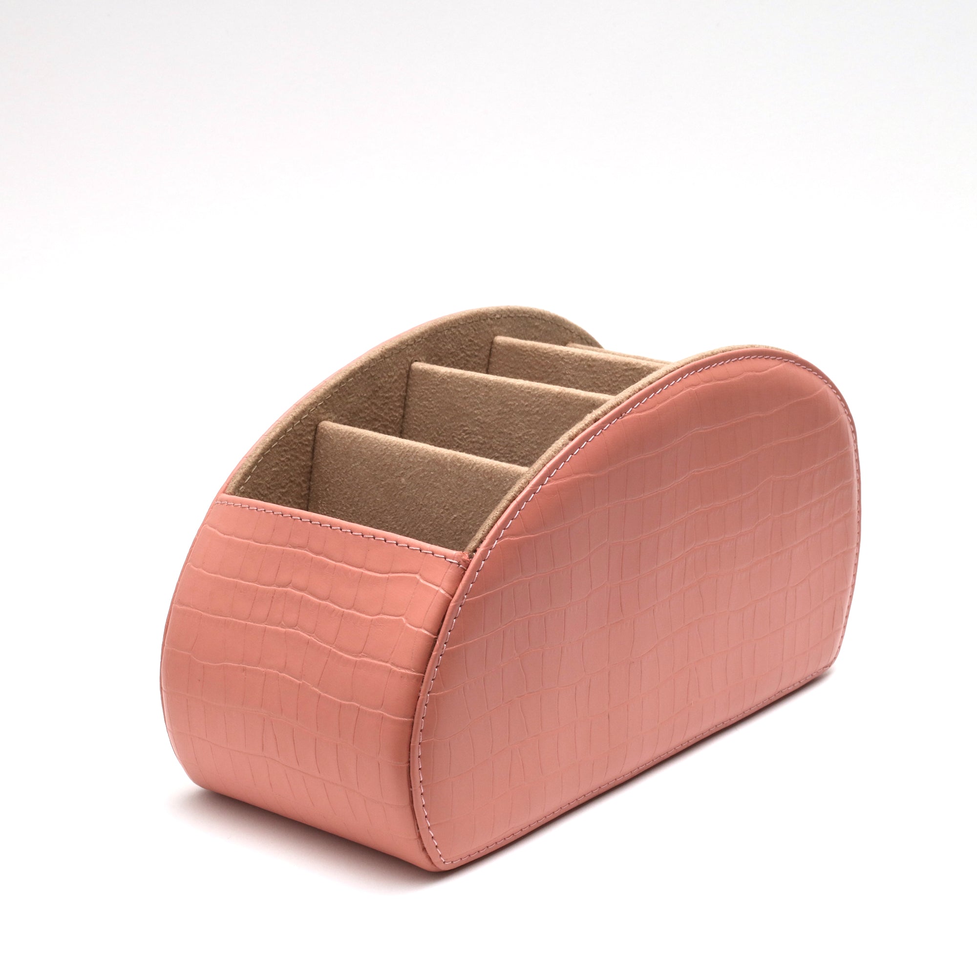 Pudra Pembe Croco Masaüstü Deri Organizer