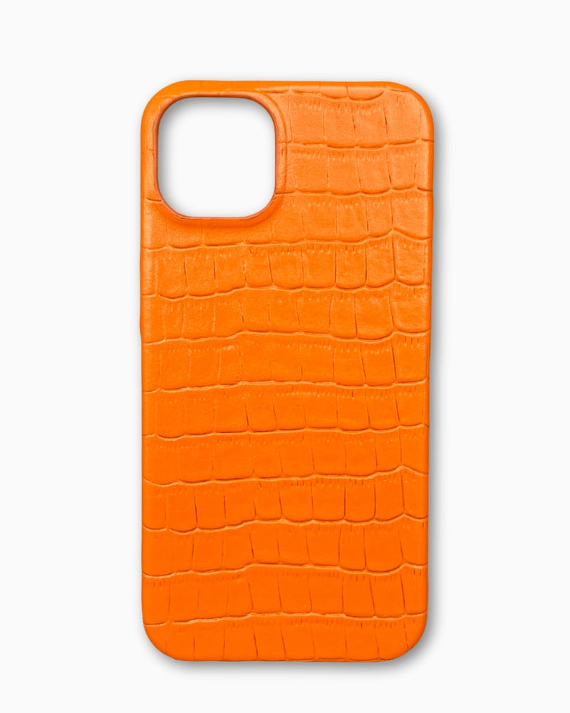 Turuncu Mat Croco Deri iPhone Kılıfı