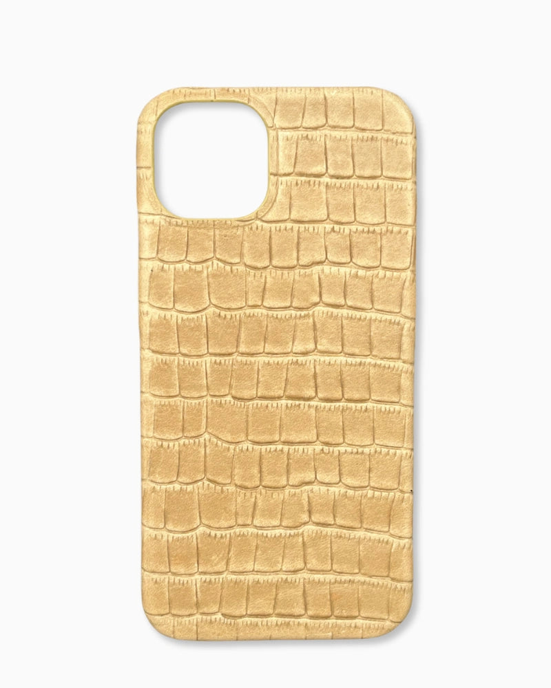 Croco serisi mat krem croco telefon kılıfı