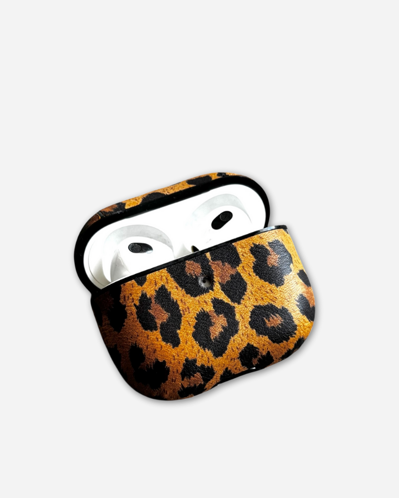 Deri Airpods Kılıfı - Leopar 01