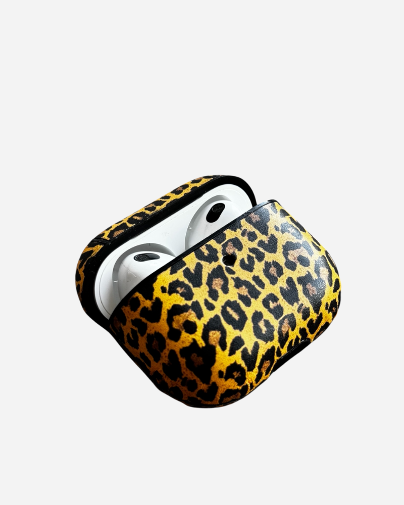 Deri Airpods Kılıfı - Leopar 03