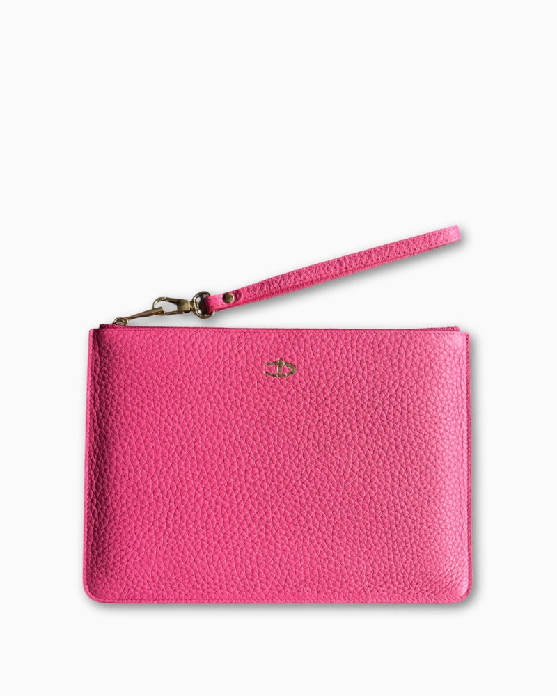 Deri Clutch Çanta - Fuşya Togo