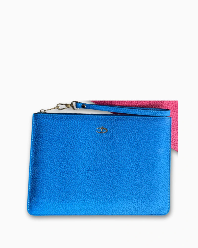 Deri Clutch saks mavi