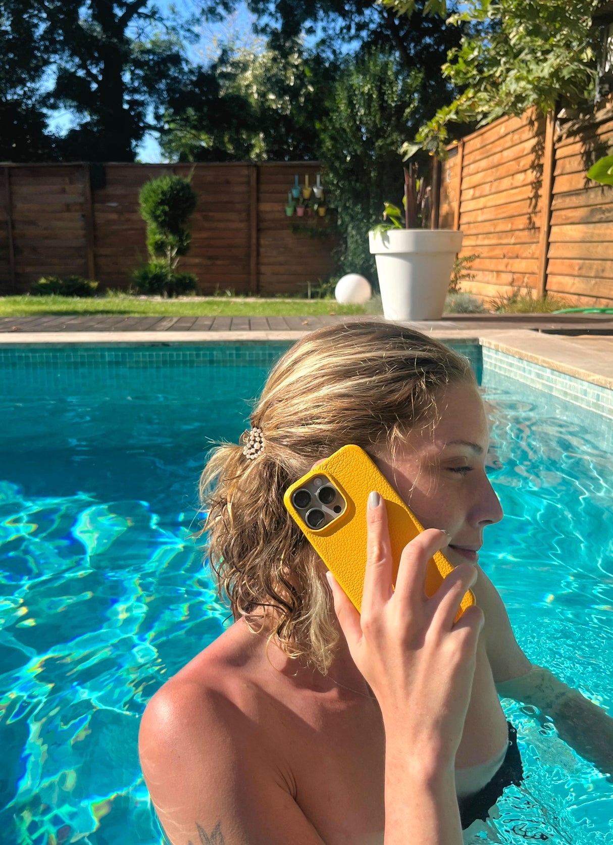 Sarı togo deri telefon kılıfı