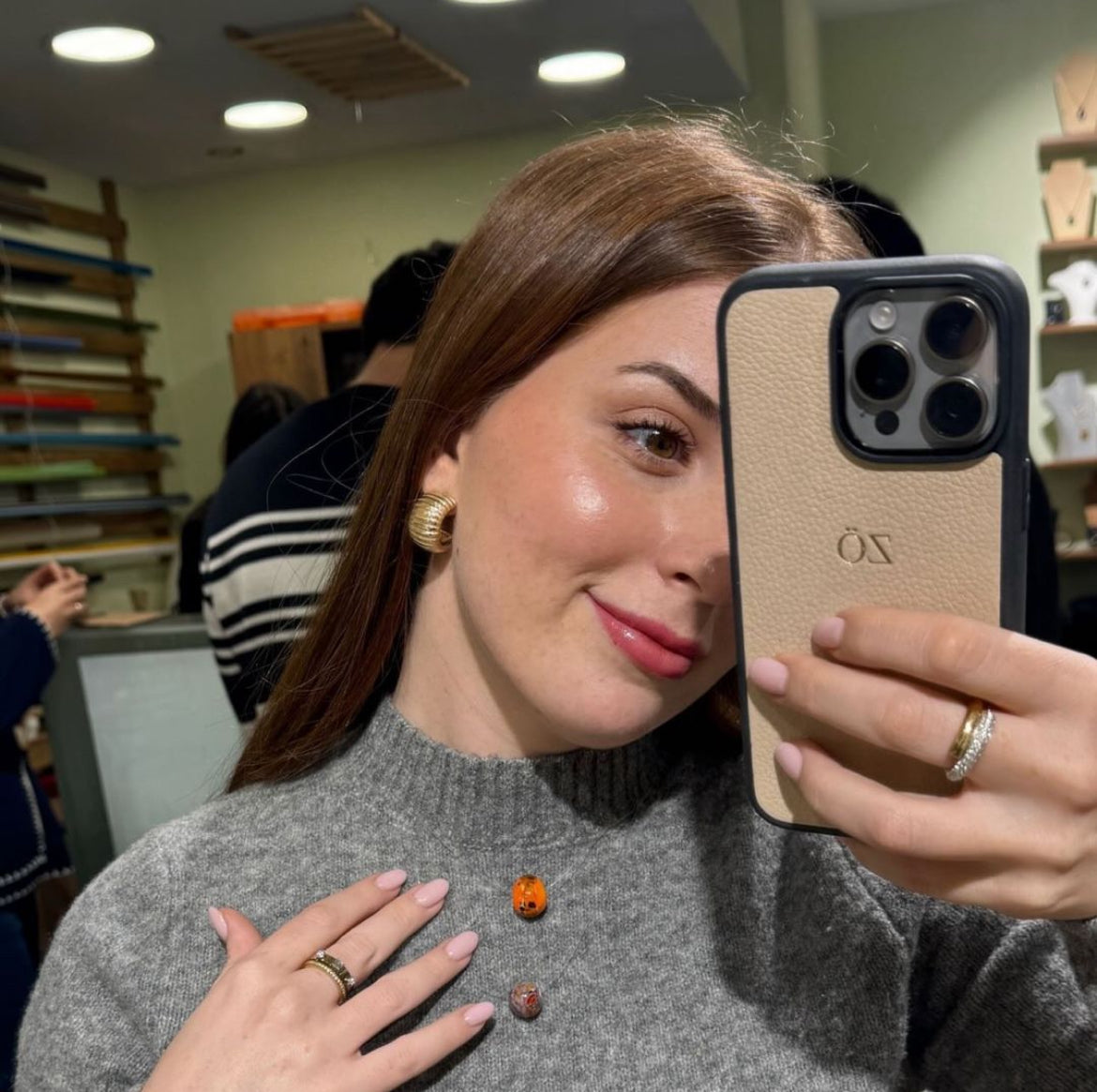 Flotur Deri Telefon Kılıf-Bej