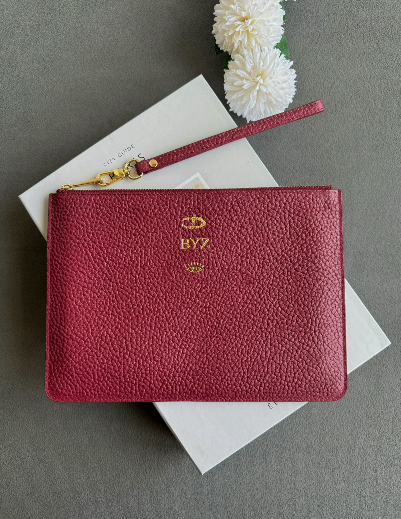 Deri Clutch Bordo