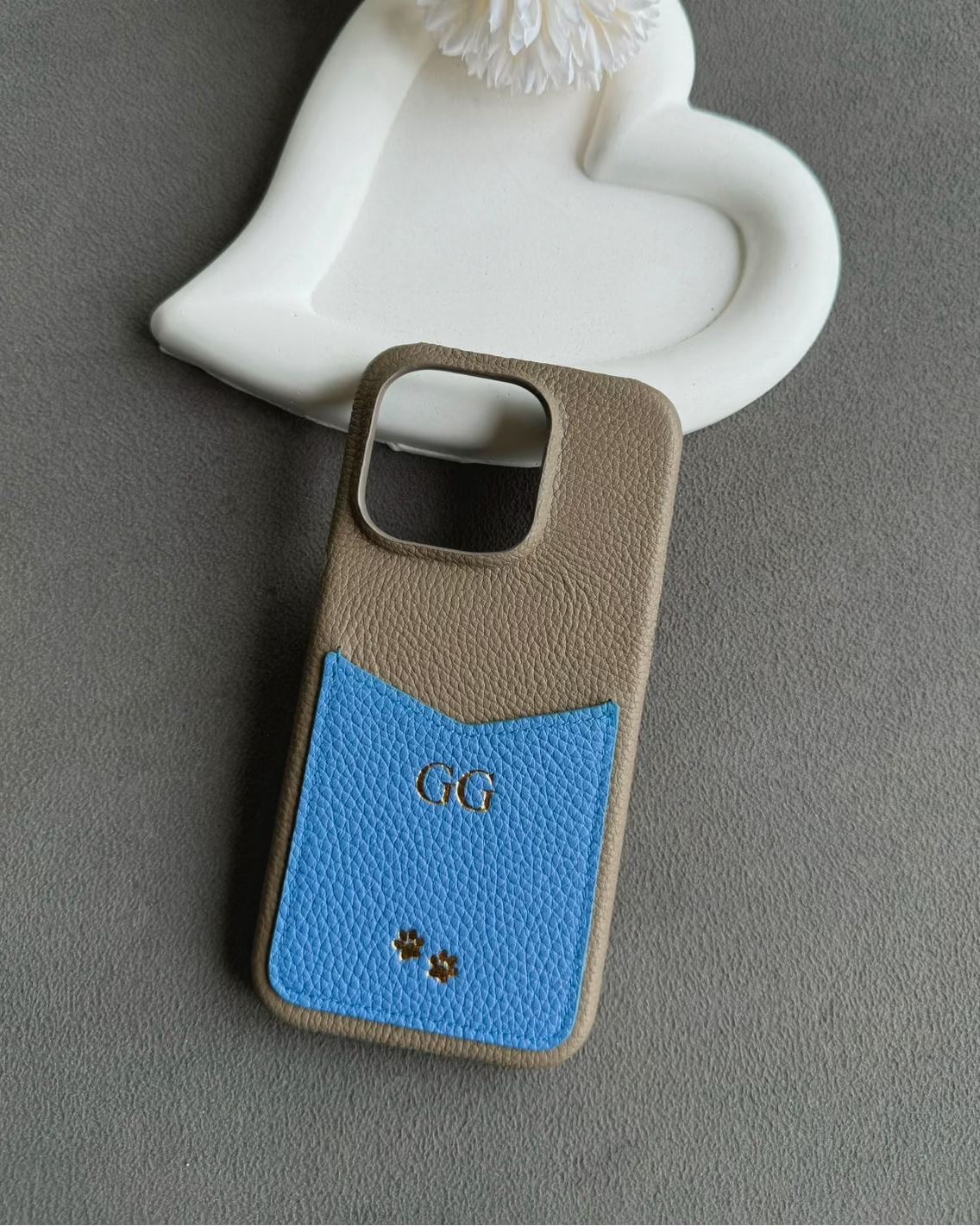 Deri iPhone Kılıfı | Cepli Model | Vizon ve bebe mavi Togo