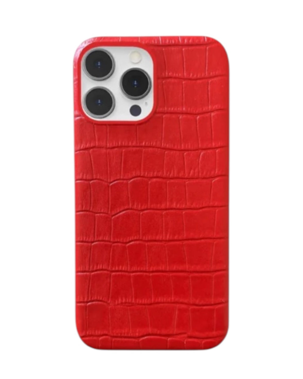 Croco Deri iPhone Kılıfı - Kırmızı Mat