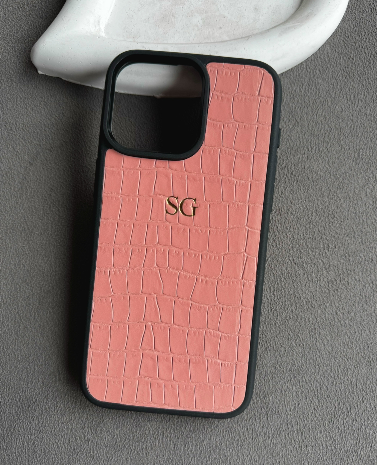 Croco serisi mat somon telefon kılıfı