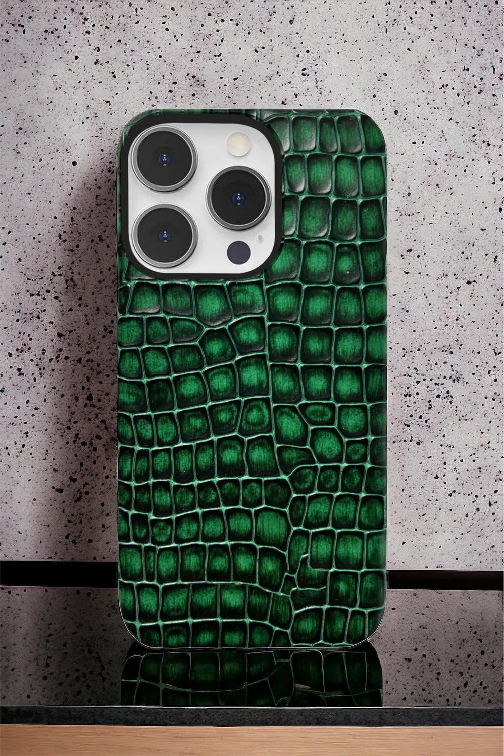 Moon Serisi - Croco zümrüt yeşili telefon kılıfı