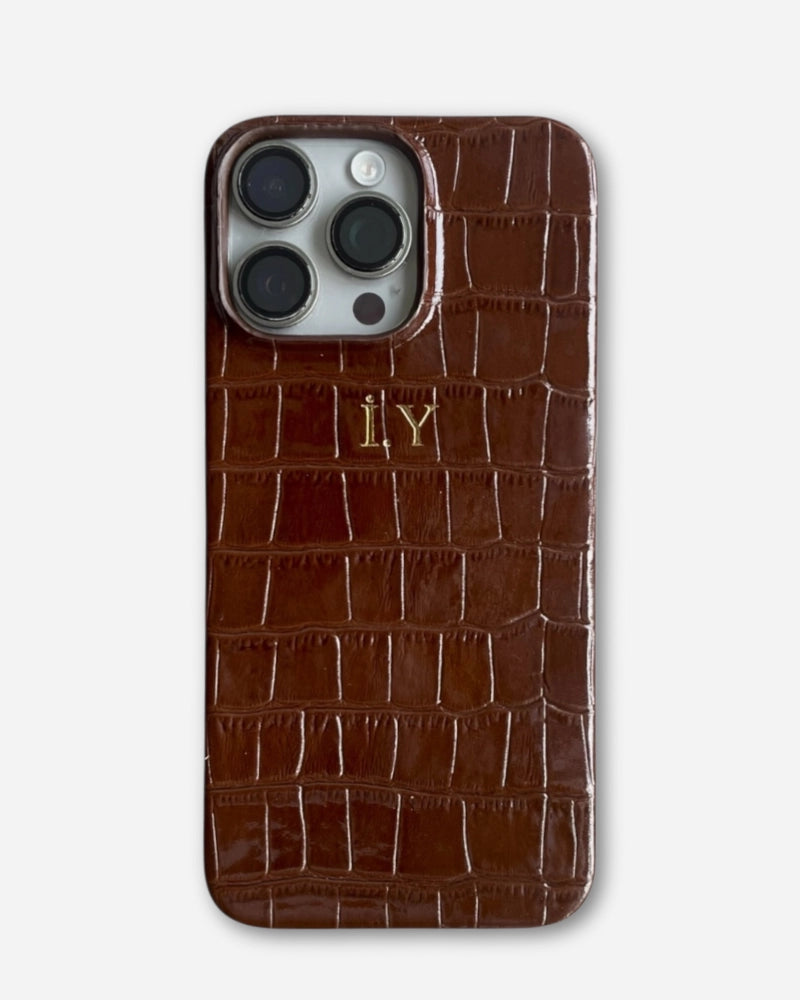 Kahve Rugan Croco iPhone Kılıfı
