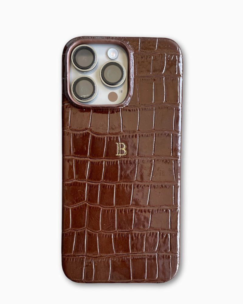 Kahve Rugan Croco iPhone Kılıfı