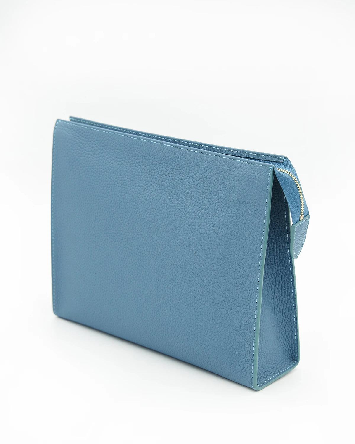Petrol Mavi Dokulu Deri Clutch Çanta