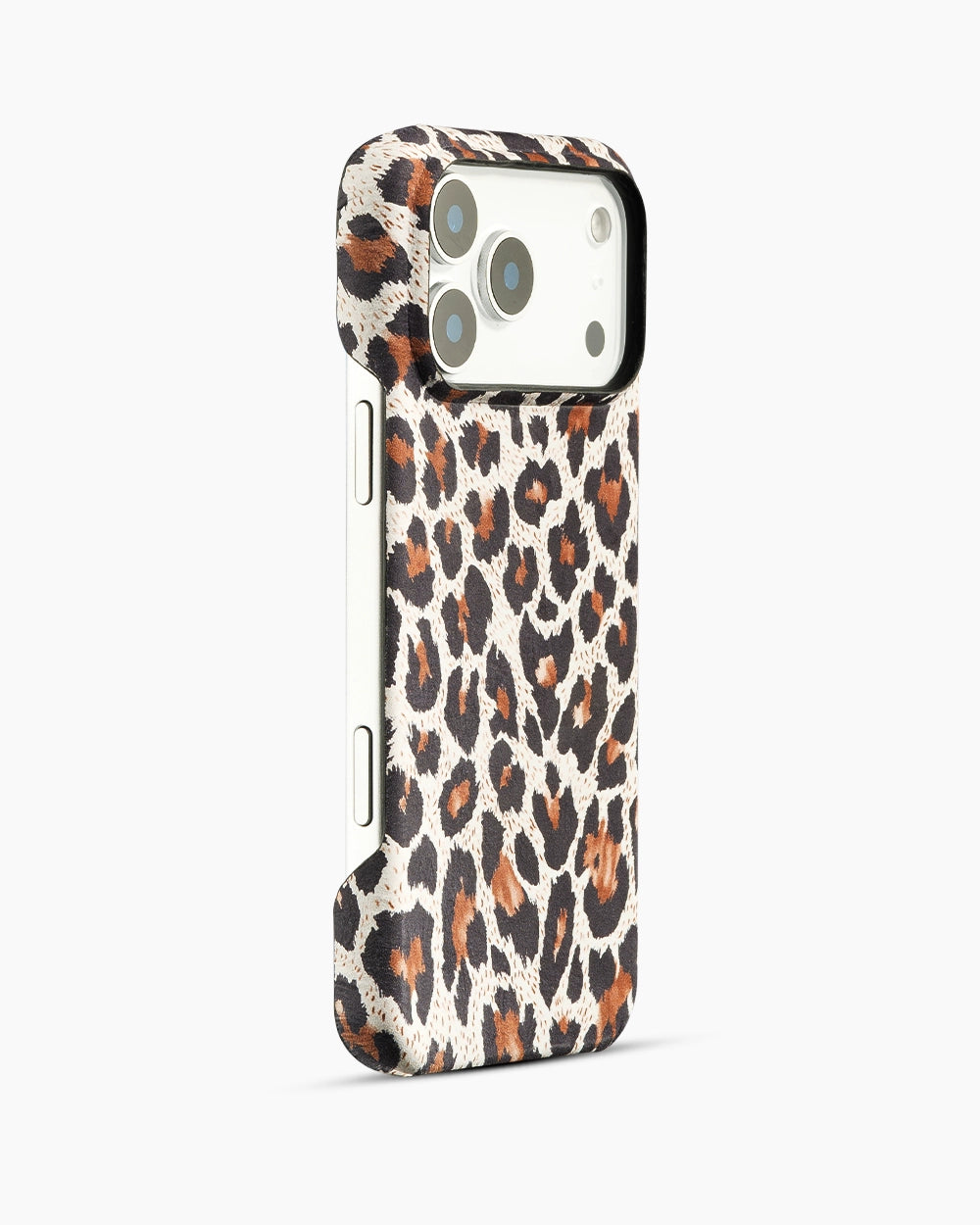 Siyah-Beyaz Leopar Desenli Deri iPhone Kılıf