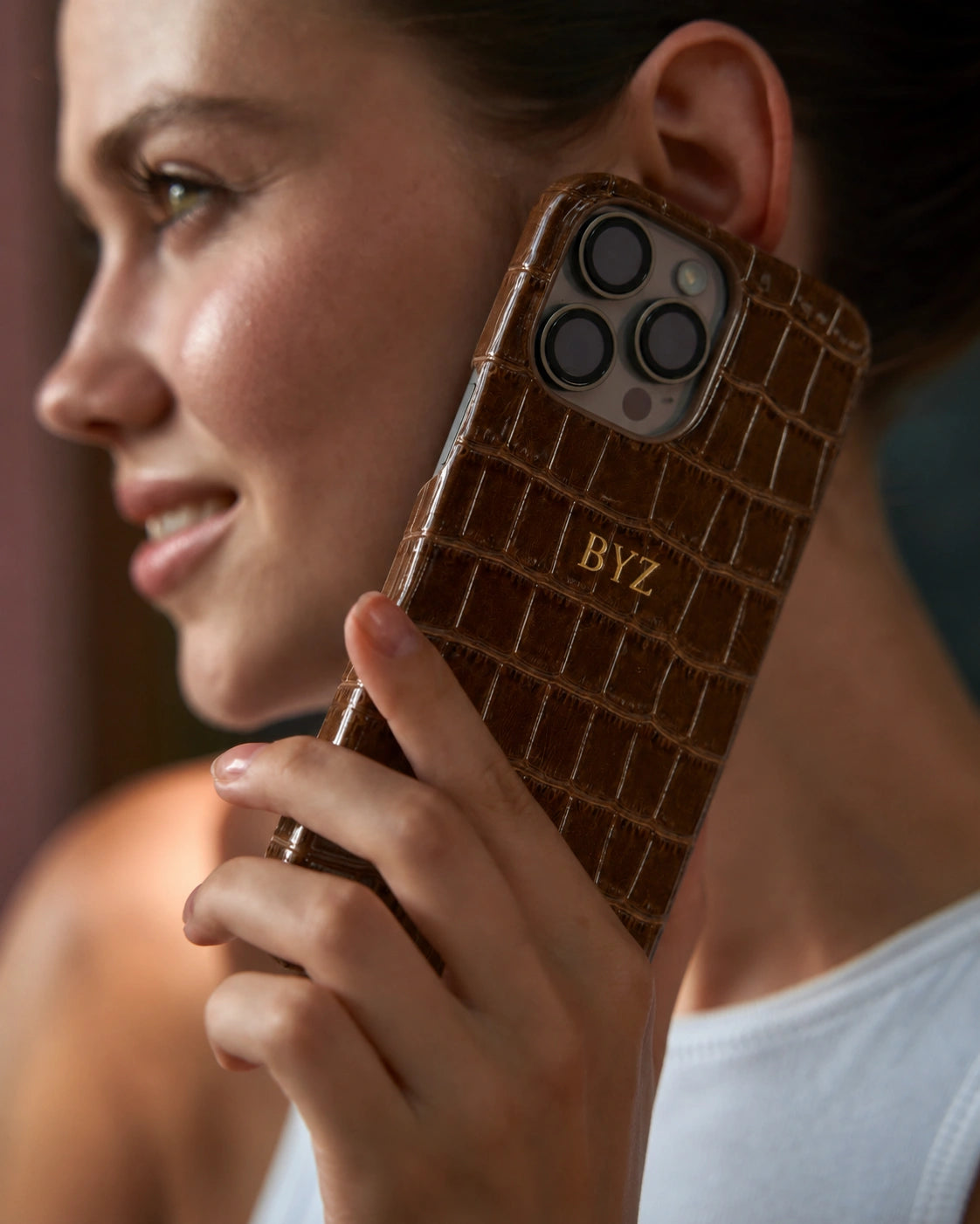 Kahve Rugan Croco Deri iPhone Kılıfı