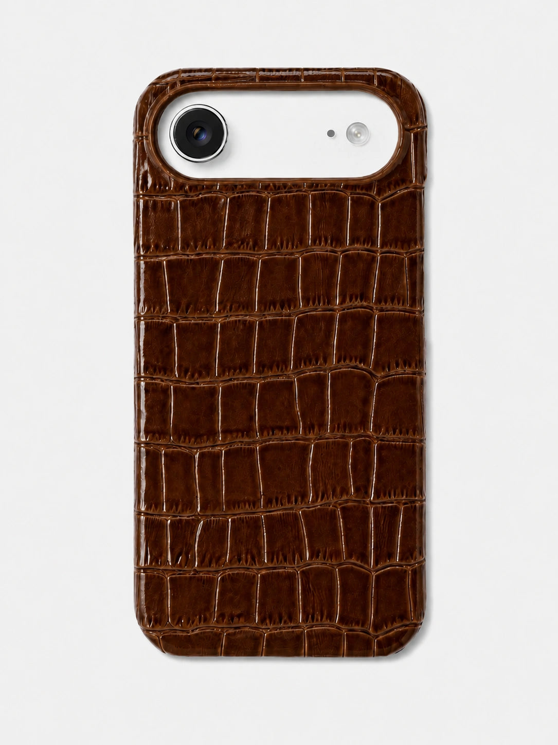 Kahve Rugan Croco Deri iPhone Kılıfı
