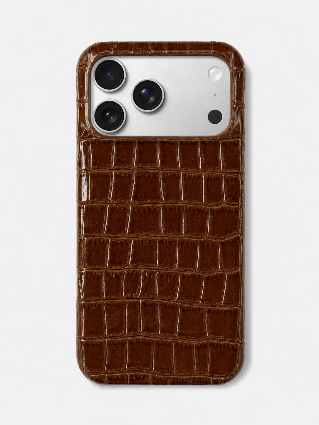 Kahve Rugan Croco Deri iPhone Kılıfı